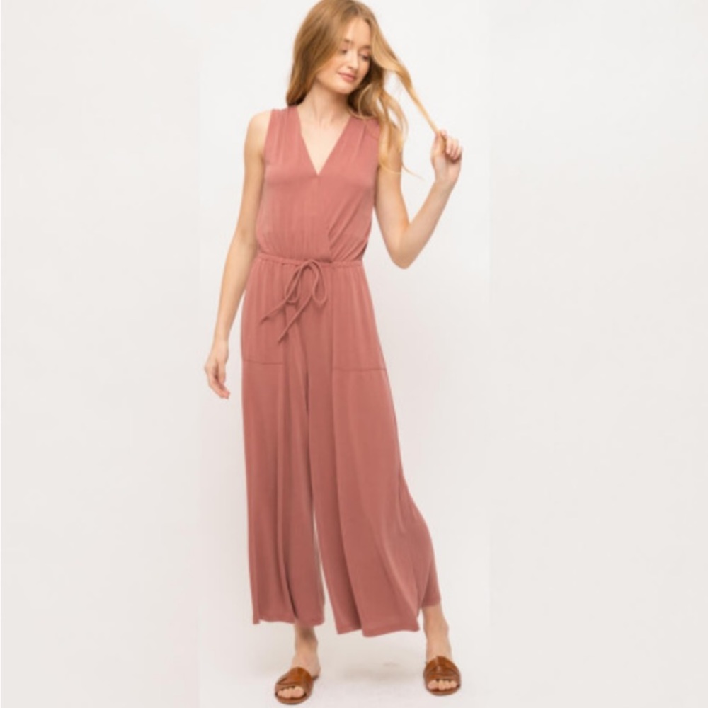 Mystree pink Jumpsuit, Medium, wide-leg